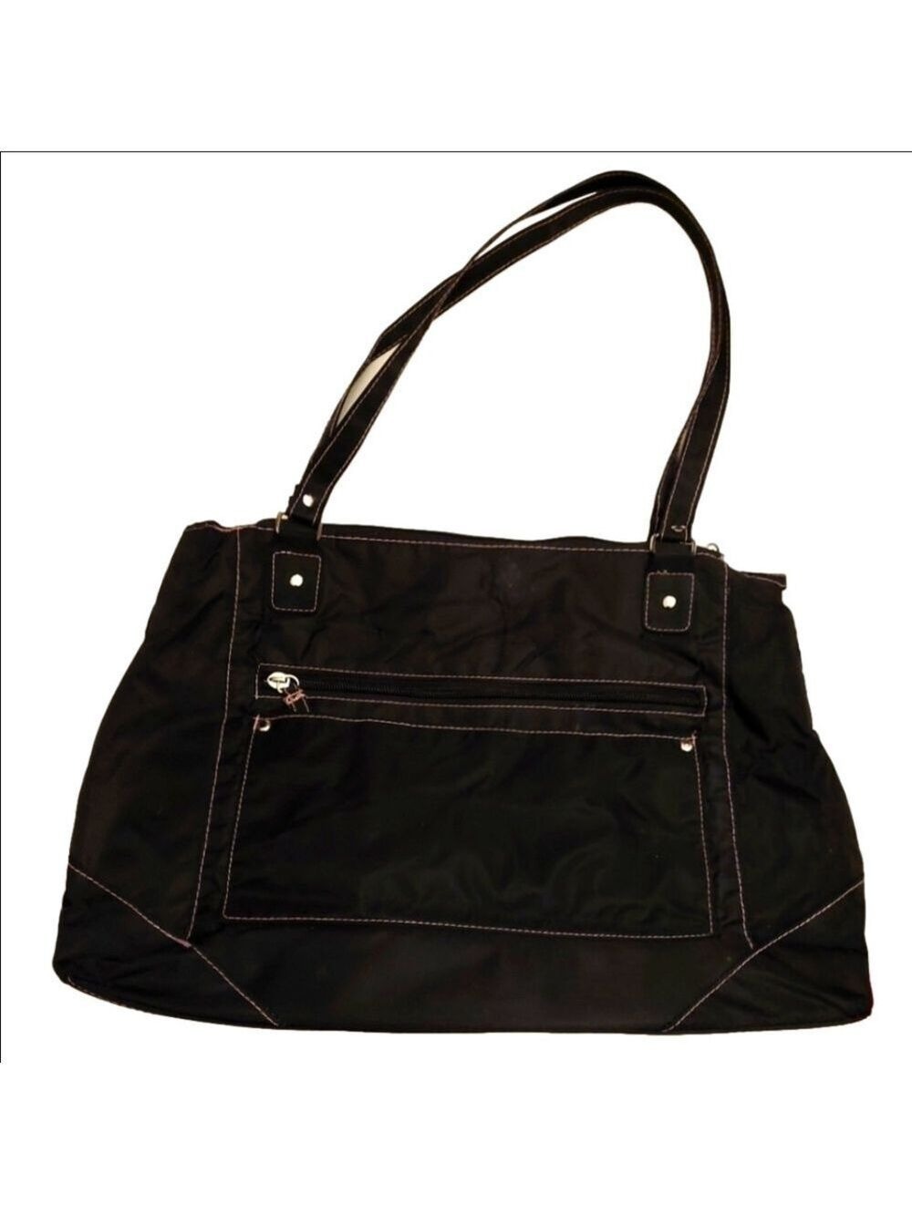 Vintage* 80s Carroll Ried Black Nylon Handbag/Purse
